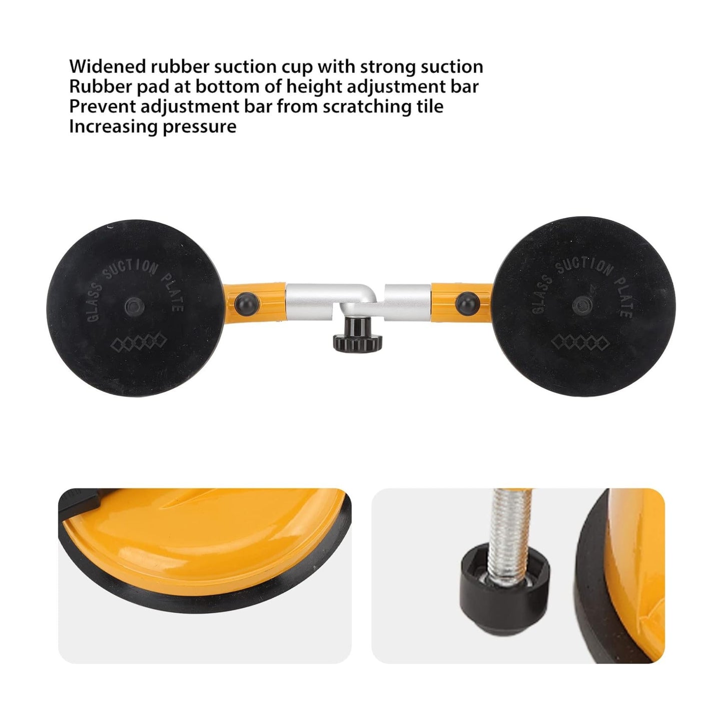 Adjustable Seam Setter Glass, Tile, Marble Suction Cup Heavy Duty Hand-held Glass Lifter 90~270 Degrees Adjustable Glass Sucker 40kg/88.18lb Suction Power Home Glass Installation Fixing Tool