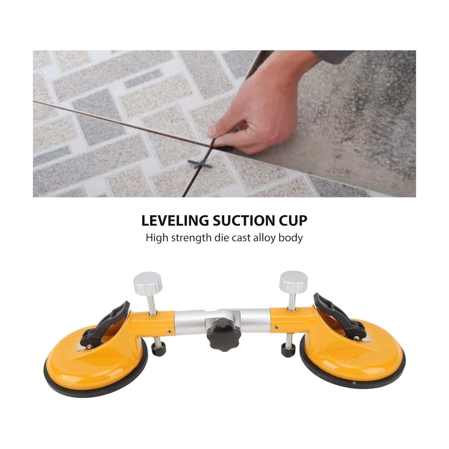 Adjustable Seam Setter Glass, Tile, Marble Suction Cup Heavy Duty Hand-held Glass Lifter 90~270 Degrees Adjustable Glass Sucker 40kg/88.18lb Suction Power Home Glass Installation Fixing Tool