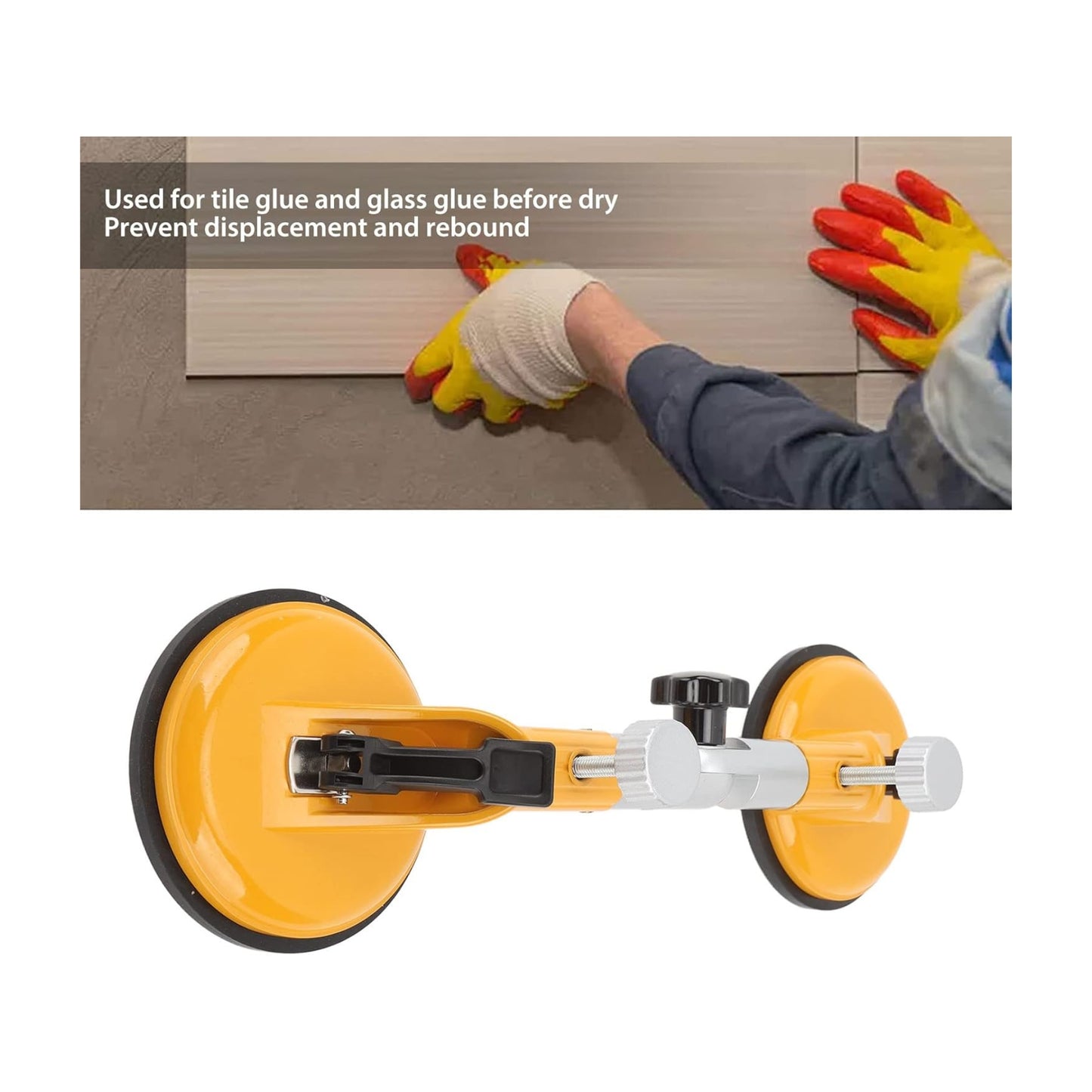 Adjustable Seam Setter Glass, Tile, Marble Suction Cup Heavy Duty Hand-held Glass Lifter 90~270 Degrees Adjustable Glass Sucker 40kg/88.18lb Suction Power Home Glass Installation Fixing Tool
