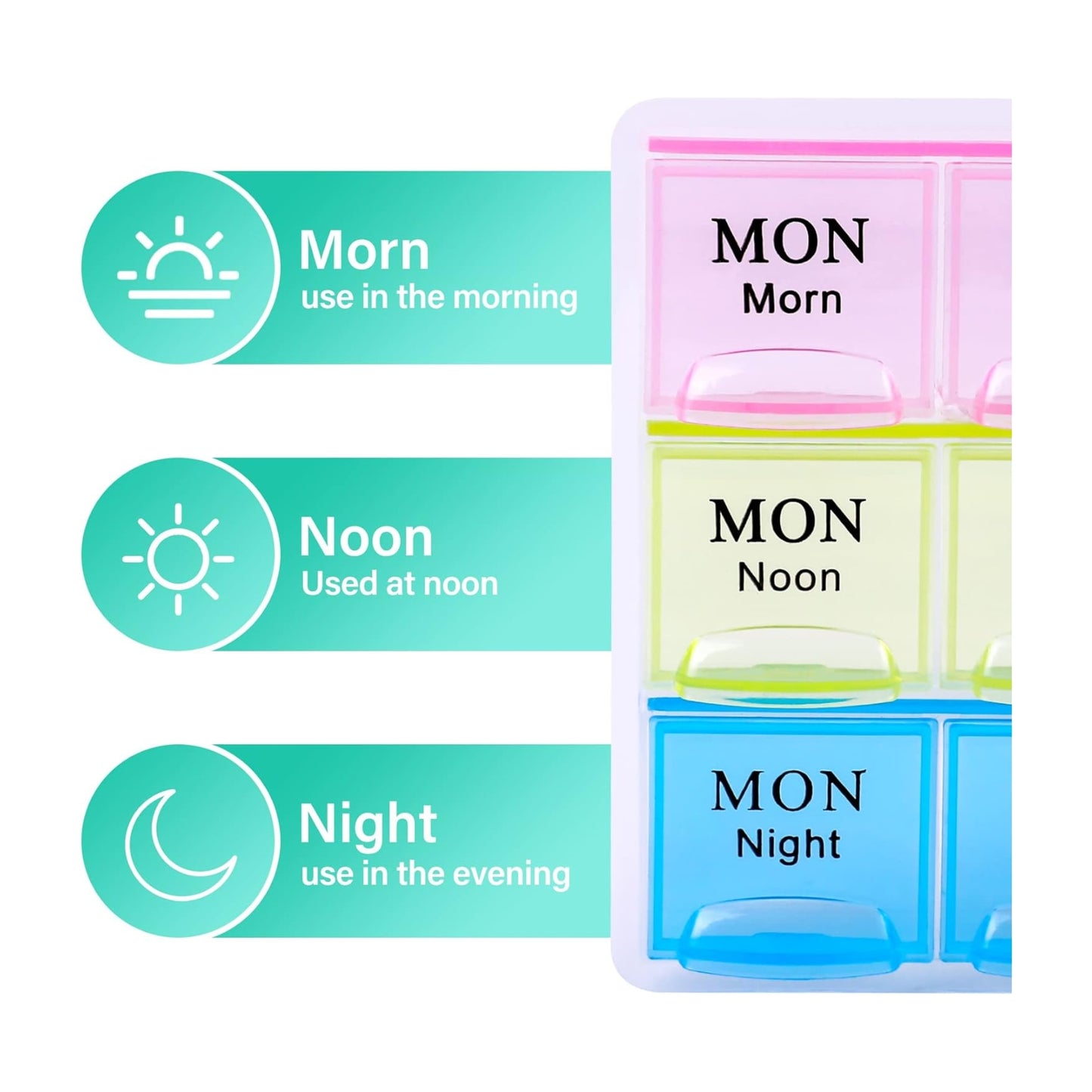 Large Weekly Pill Organizer 3 Times A Day, Moisture-Proof 7 Day Pill Box, Travel Pill Cases Portable for Pills Vitamin Fish Oil Supplements