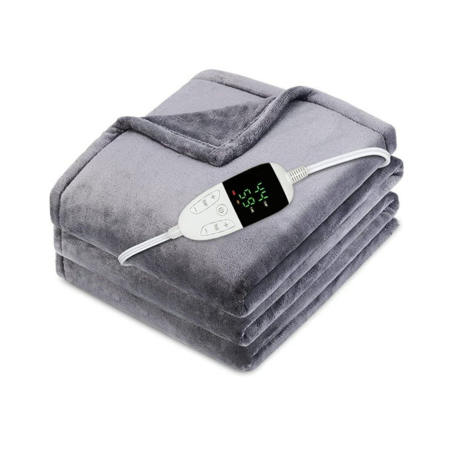 Electric Blanket 150x180cm Heated Throw Blanket with 6 Heat Levels & Up to 9 Hours Timer Flannel Sherpa Fast Heating | Machine Washable Comes with Lap Blanket | Double to King | Grey