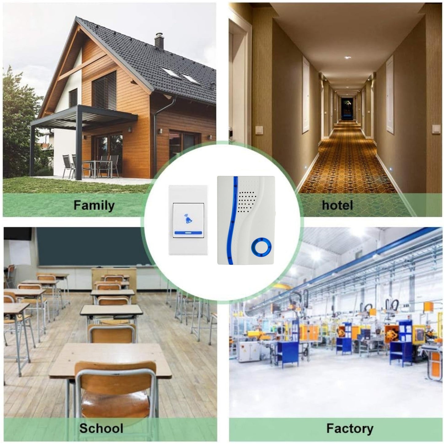 NWZ NZ - 184 Mini Doorbell Door Chime Kit with 18 Ringtones Receiver Transmitter Wireless Doorbell with up to 30M Wireless Range Battery Operated for School Home Office Hotel - Gulybaba - Genuine products online Marketplace in Pakistan