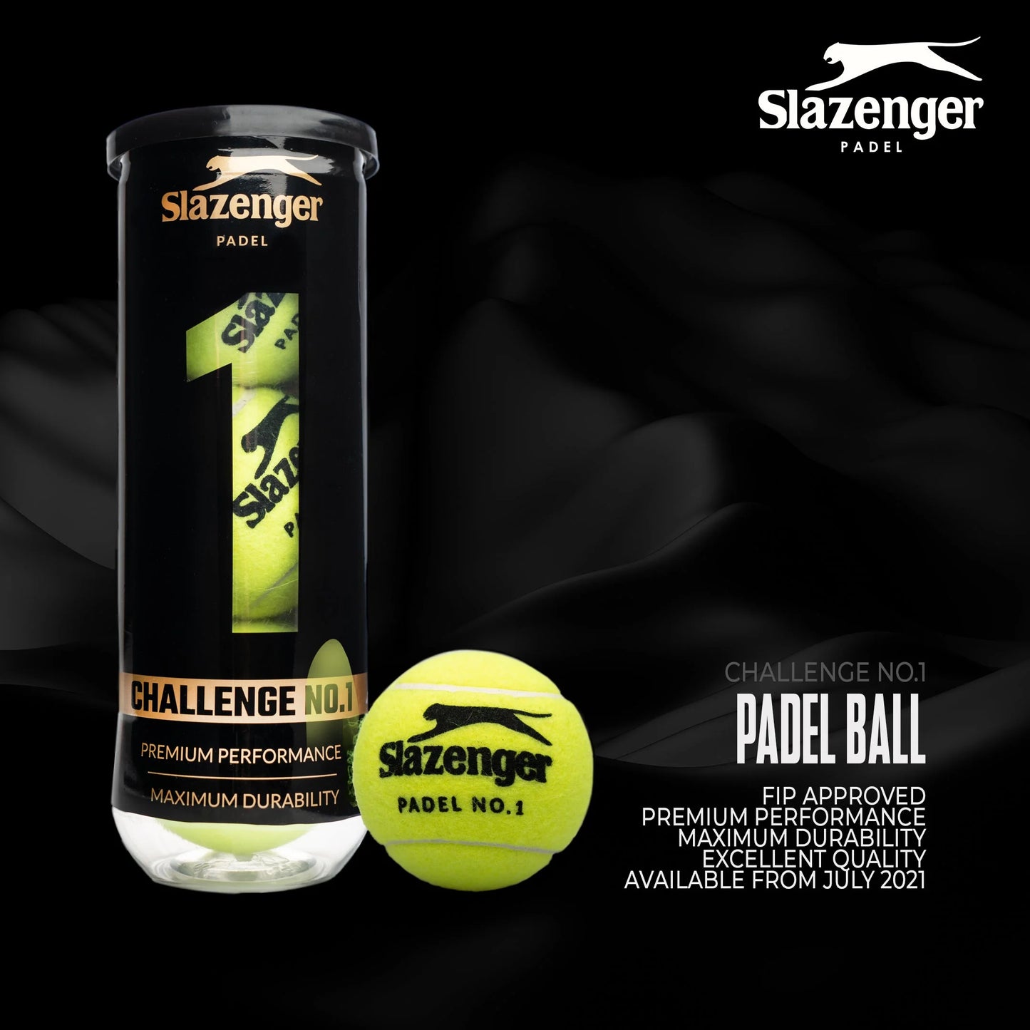 Slazenger No.1 padel ball premium performance, maximum durability Approved by the International Padel Federation (FIP) (1 TIN, 3 Balls)