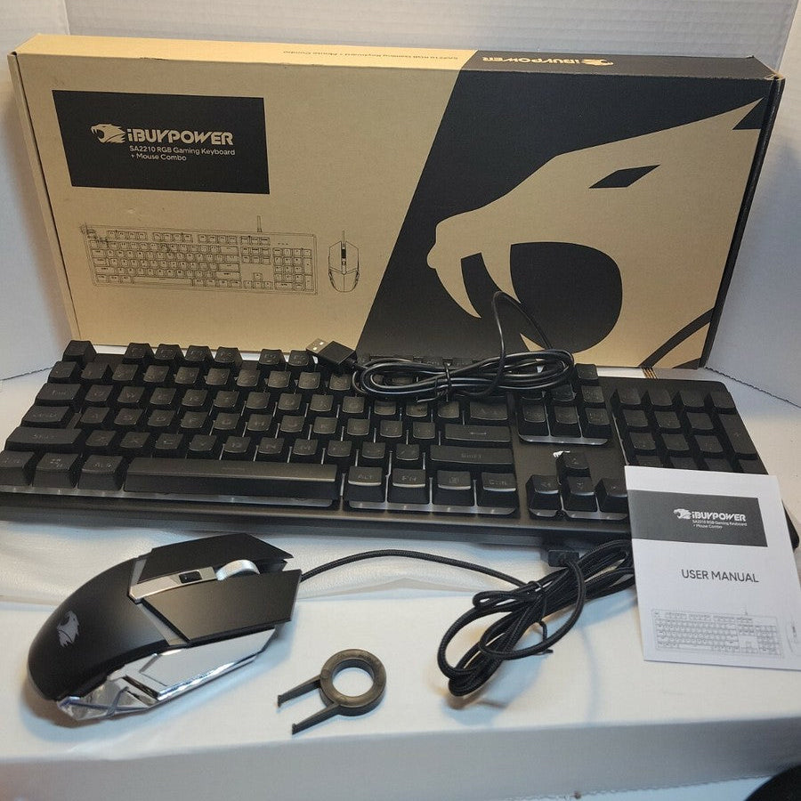 IBUYPOWER SA2210 RGB Gaming Keyboard and Mouse-Light Up & LED Backlit Keyboard & Mouse Combo-Rainbow Keyboard with 104 Keys- Gaming Mouse, for PS4, PS5, Xbox, PC, Laptop-Black