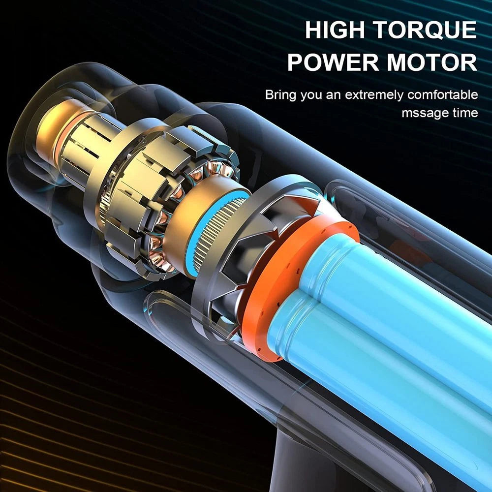 Handheld Muscle Massage Gun Deep Tissue Percussion Muscle Massager Gun Cordless Electric Massagers Neck Back with Massage Head for Workout Relaxation Sore Muscle and Stiffness,Black