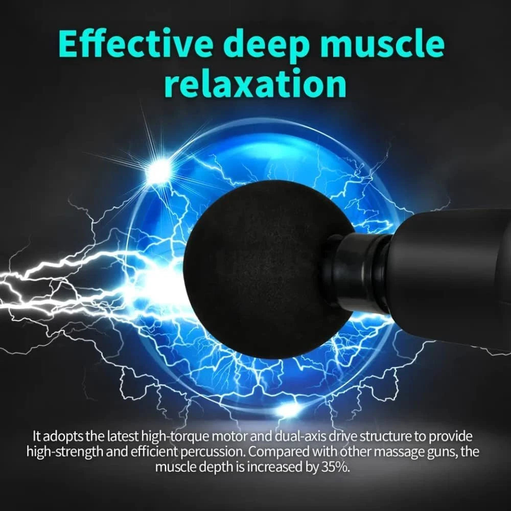 Handheld Muscle Massage Gun Deep Tissue Percussion Muscle Massager Gun Cordless Electric Massagers Neck Back with Massage Head for Workout Relaxation Sore Muscle and Stiffness,Black