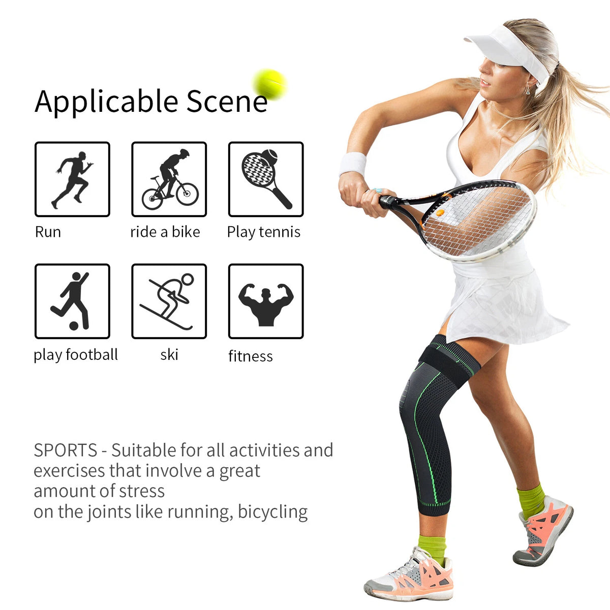 1 Pc Knee Support Sleeve - Adjustable Compression Knee Band for Running, Cycling, Gym and Sports, Breathable Elastic Nylon Knee Pad for Men and Women