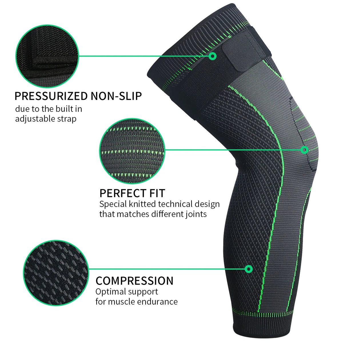 1 Pc Knee Support Sleeve - Adjustable Compression Knee Band for Running, Cycling, Gym and Sports, Breathable Elastic Nylon Knee Pad for Men and Women
