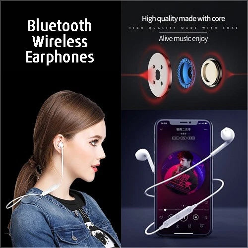 S6 Bluetooth Wireless Headphones V4.1 Stereo Earphones Sports Sweat proof Headset with Mic for PC iPhone Samsung and All Android Phones