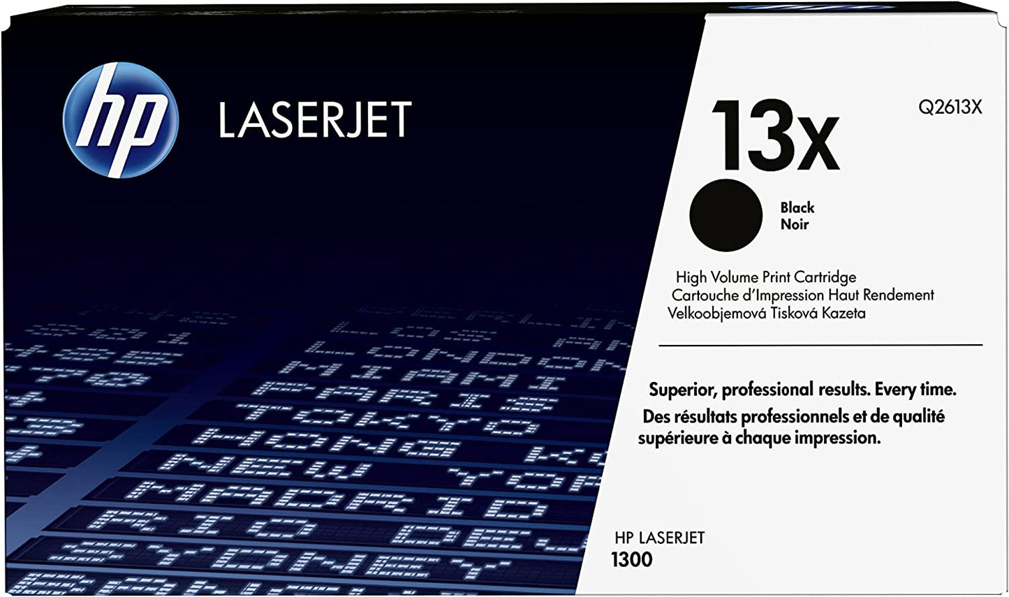 خرطوشة حبر HP 13X الأصلية عالية الإنتاجية باللون الأسود تعمل مع طابعات HP LaserJet 1300 Series Q2613X