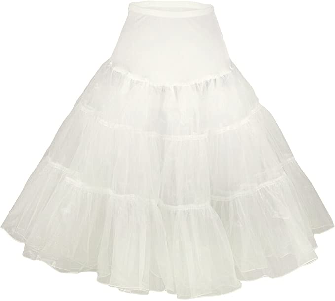 Tidetell Vintage Women's 50s Petticoat (XL White) Crinoline Tutu Underskirt 26" (FBA)
