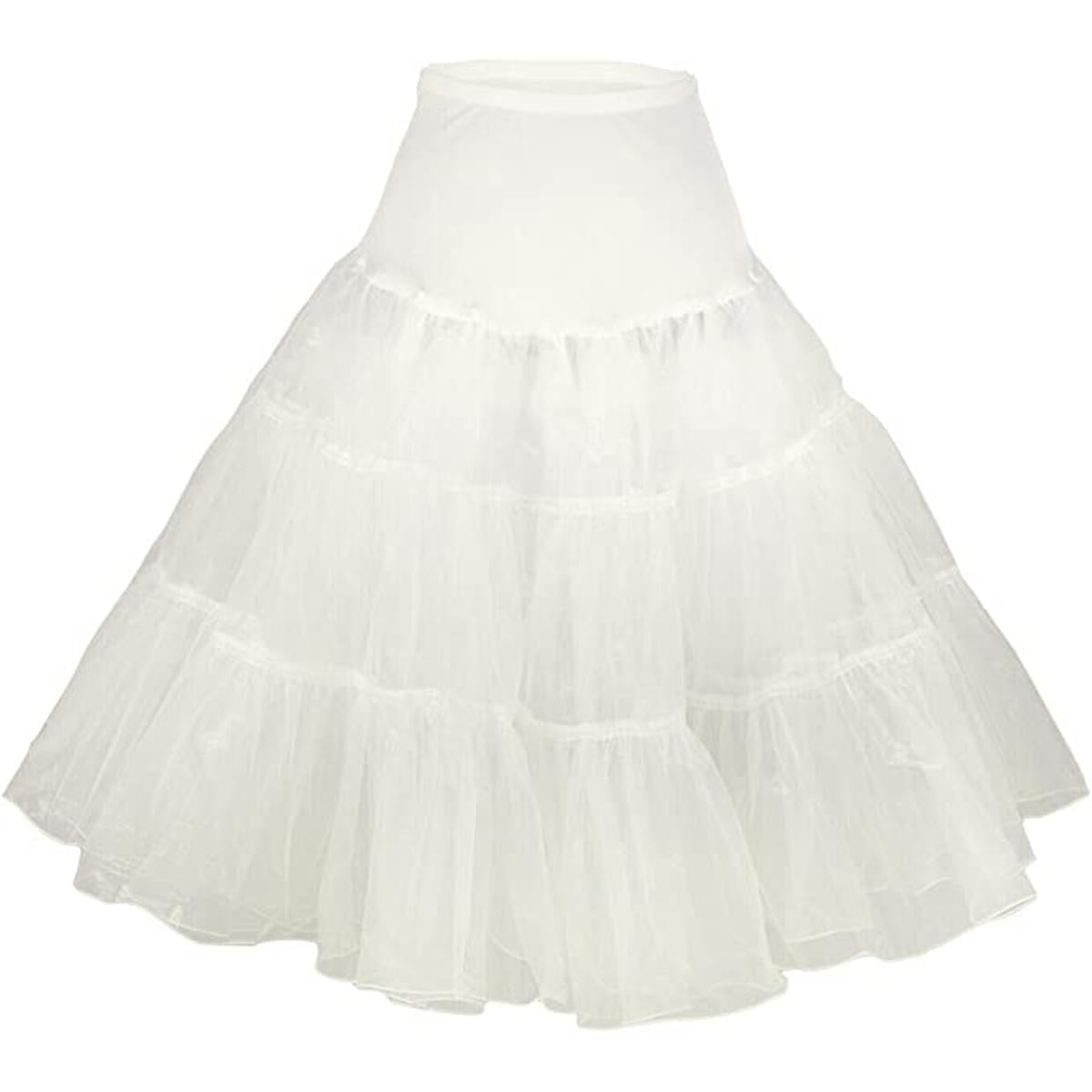 Tidetell Vintage Women's 50s Petticoat (XL White) Crinoline Tutu Underskirt 26" (FBA)