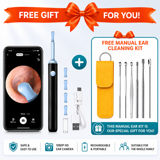 Ear wax cleaner tool kit with 1080P camera WIFI & LED Light Rechargeable portable Baby Children adults gift gadget for IOS & Android (multicolour)