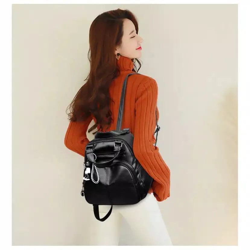 Backpack Women's Soft Leather New Style Versatile Fashion Single Shoulder Crossbody Bag Multifunctional Small Backpack