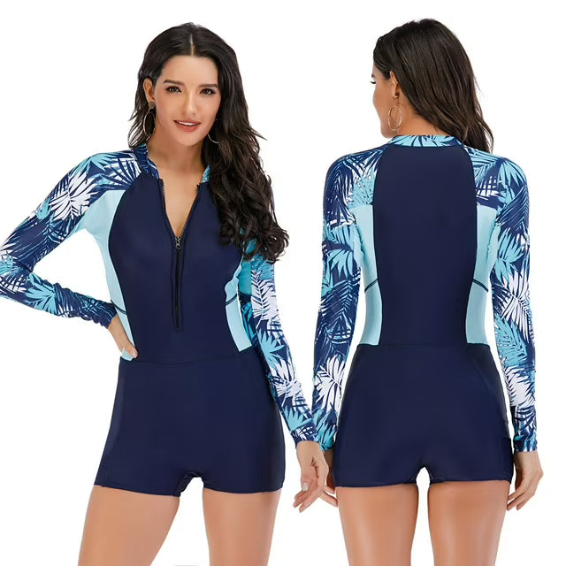 1-Piece Swimsuits for Women Surfing Diving Rashguard Swimsuits Swimwear Bathing Suit Long Sleeve Bra Padded -2XL