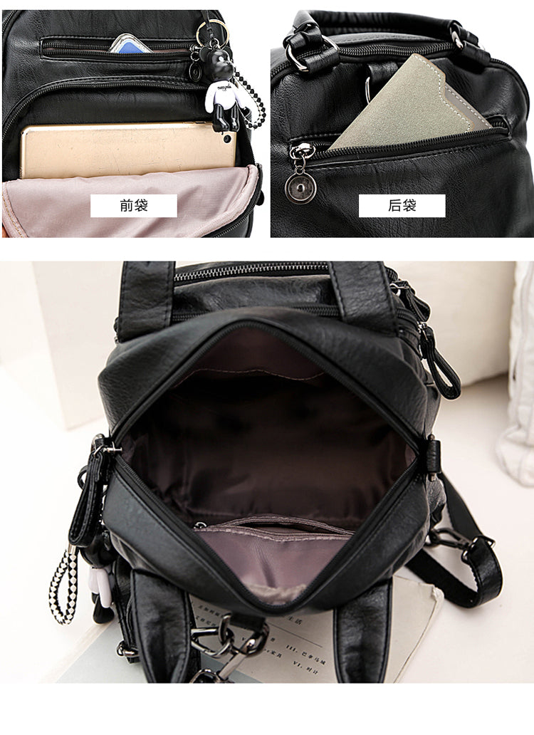 Backpack Women's Soft Leather New Style Versatile Fashion Single Shoulder Crossbody Bag Multifunctional Small Backpack