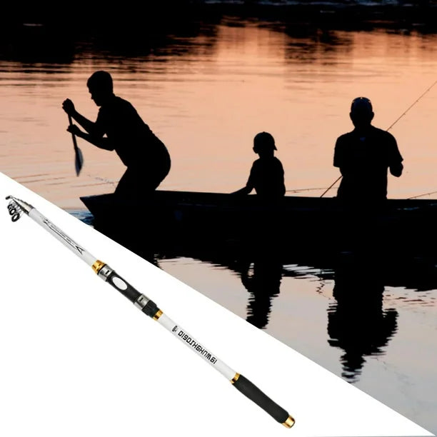 1pc Portable Fishing Rod Ultralight Carbon Fiber Telescopic Pole - White, 3.6M