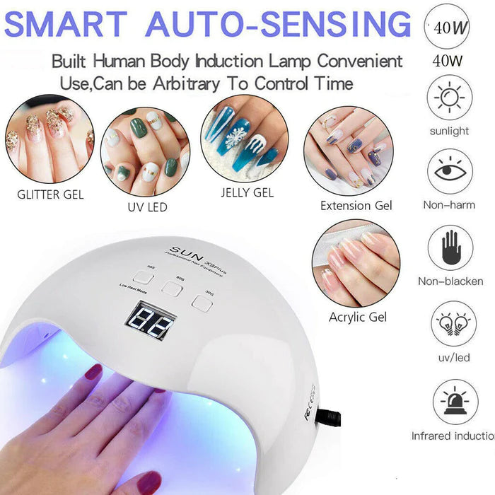 Nail Dryer 48W UV LED Nail Lamp Sun X9 with 30S/60S/99S Timer Button Auto Sensor for All Gels 21 LEDs Nail Machine