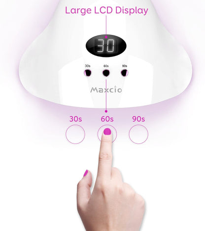 UV Nail Lamp, Maxcio UV LED Nail Dryer for Gel Polish with 30s/60s/90s Timer, LCD Display, Removable Base, USB Interface Power Supply and Smart Sensor (24W)