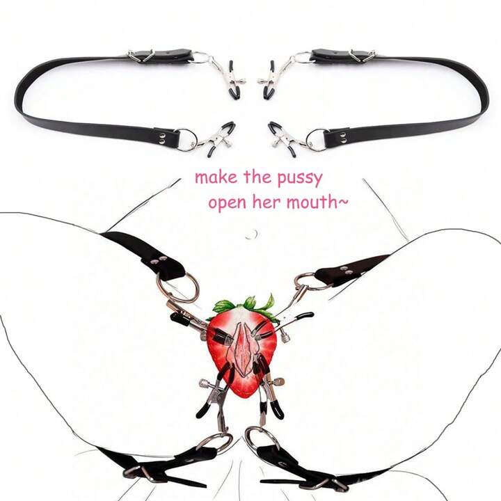 BDSM Npl Clamps Npl and Vgna Four-Head Clamps Couple Training Adult Toys Flirting SM Toys Leggings Toys Black PU Material