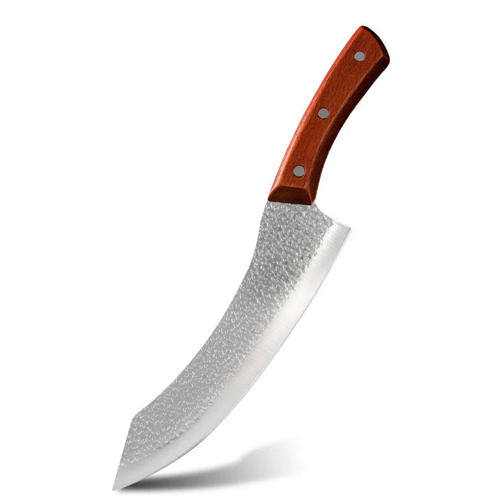 KUNSION Stainless Steel Hammered Slaughter Knife Heavy Duty Butcher Cleaver for Meat Cutting Razor Sharp Blade with Durable Grip Handle 8-Inch