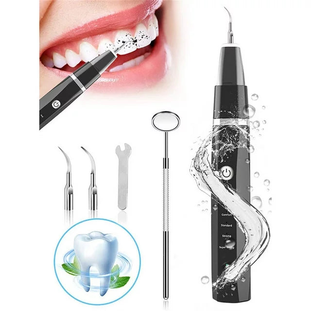 Rechargable Plaque Remover for Teeth Ultrasonic Dental Calculus Remover Teeth Cleaning Kit with LED Light, 5 Adjustable Modes, 3 Replaceable Clean Heads