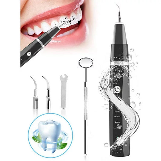 Rechargable Plaque Remover for Teeth Ultrasonic Dental Calculus Remover Teeth Cleaning Kit with LED Light, 5 Adjustable Modes, 3 Replaceable Clean Heads