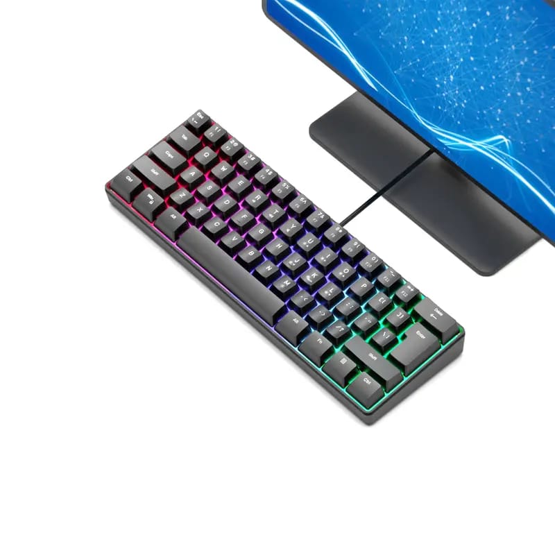 Black RGB Colorful Luminous Gaming Keyboard Mini 60% Scale 61 Keys Translucent USB Keyboard Suitable For Desktop Computer Laptop All-in-one Multiple Systems Multiple Games