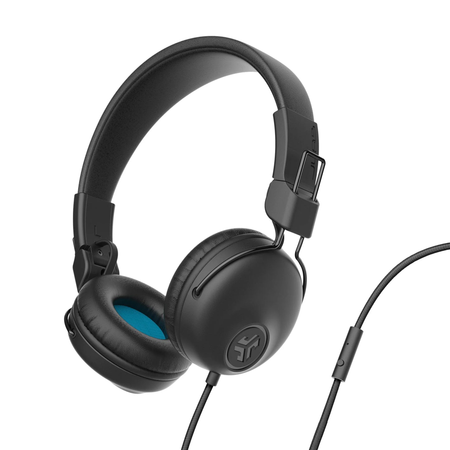 JLab Studio Wired On-Ear Headphones, Black, Tangle Free Cord, Ultra-Plush Faux Leather with Cloud Foam Cushions, 40mm Neodymium Drivers with C3 Sound