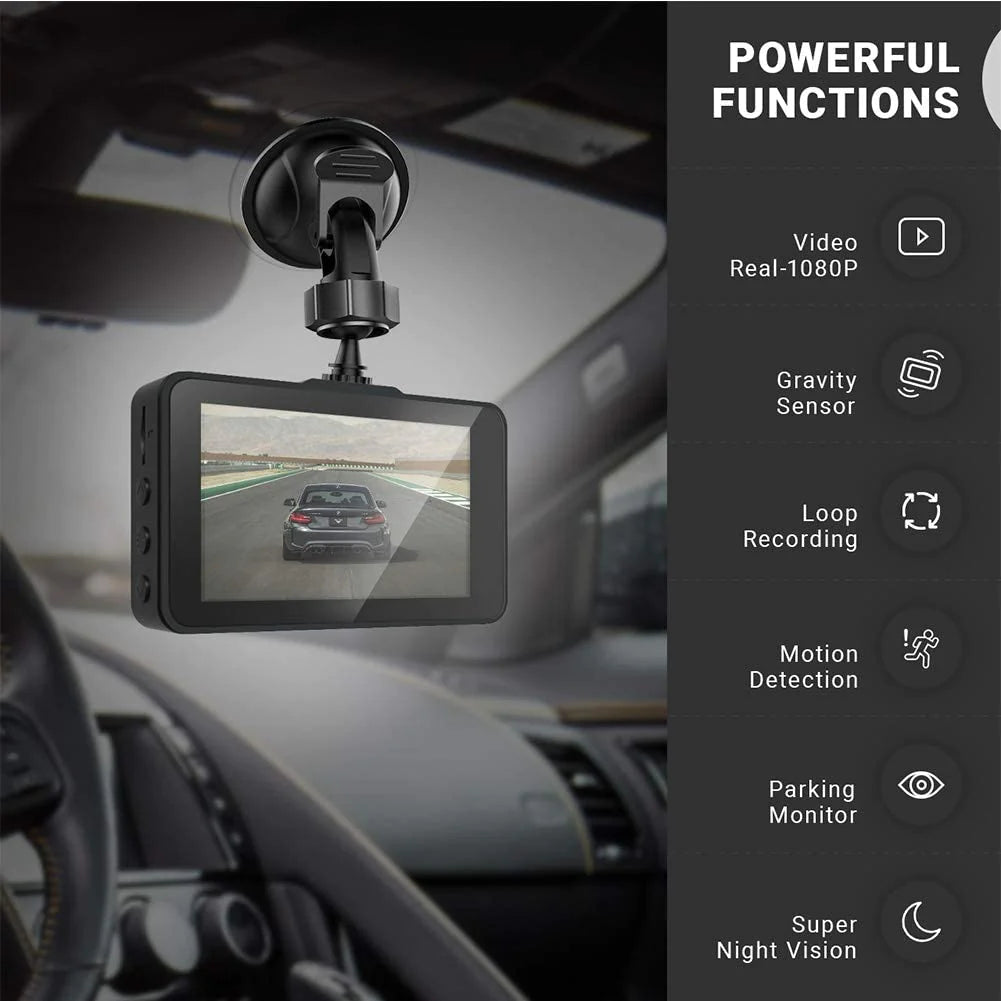 IIWEY DC01 Dash Cam Front and Rear Camera FHD 1080P with Night Vision SD Card Included, 3 Inch IPS Screen Dash Cam for Car, 170° Wide Angle Dashboard Camera Motion Detection Parking Monitor G-Sensor