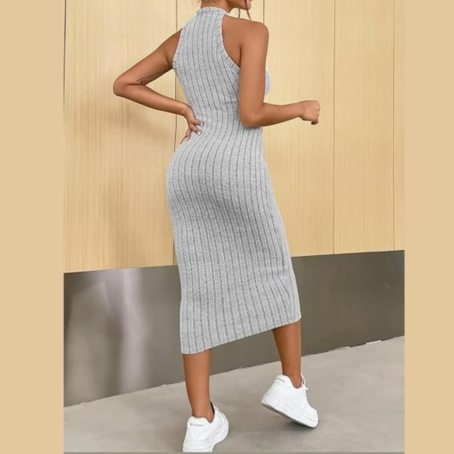Dresses for Women 2023 Solid Halter Neck Bodycon Dress Dresses for Women Size S