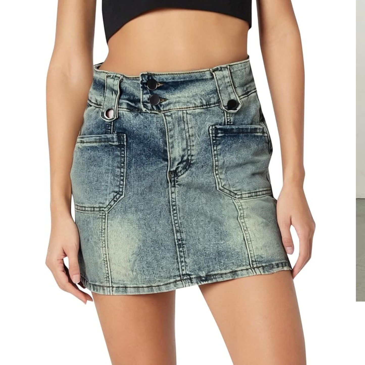 High Waisted Denim Skirt for Women Vintage Mini A Line Bodycon Skirt with Shorts Retro Style Casual Skirt Dance