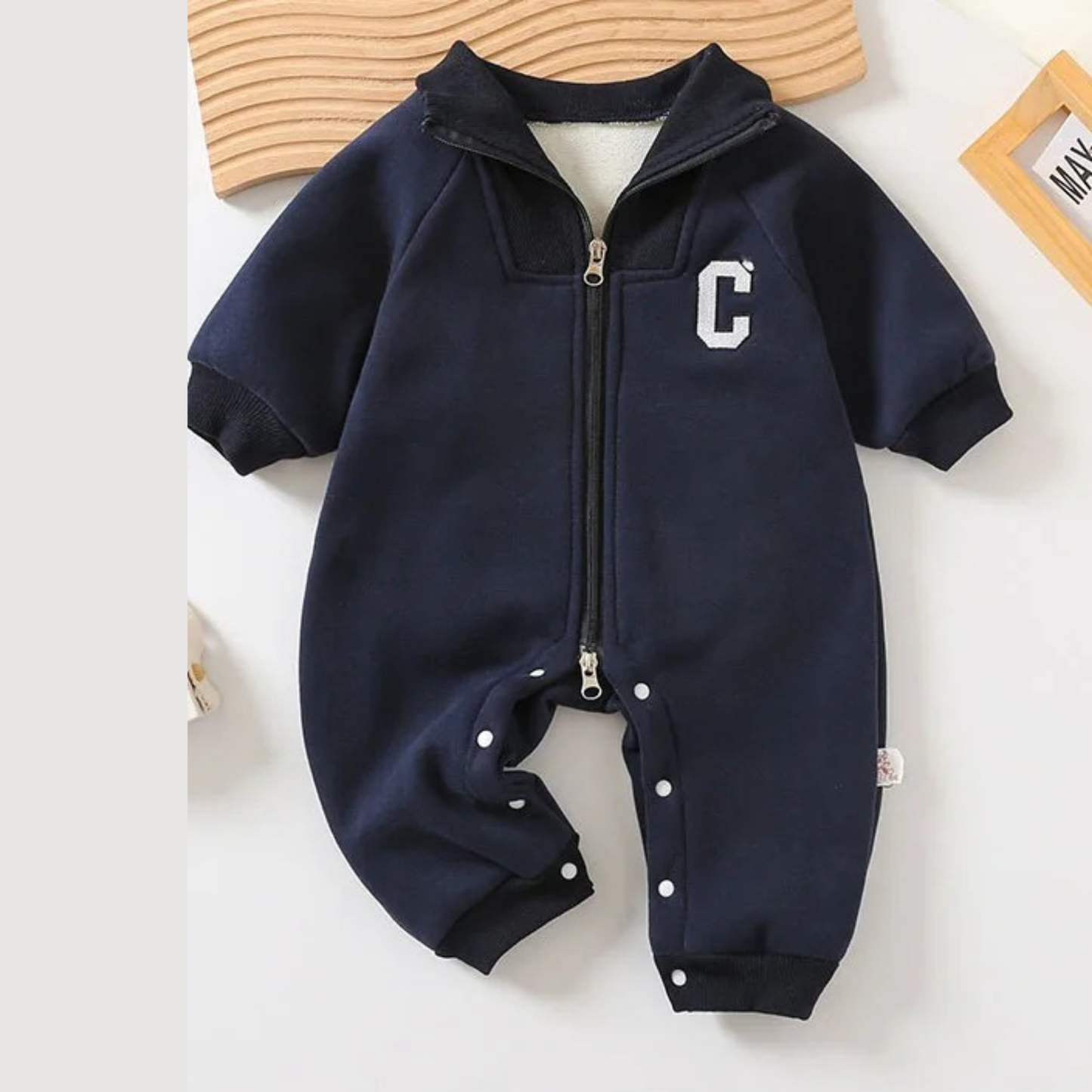 Baby Toddler Thick Lining Fur Lining Toddler Romper Jumpsuit Size 12 month navy