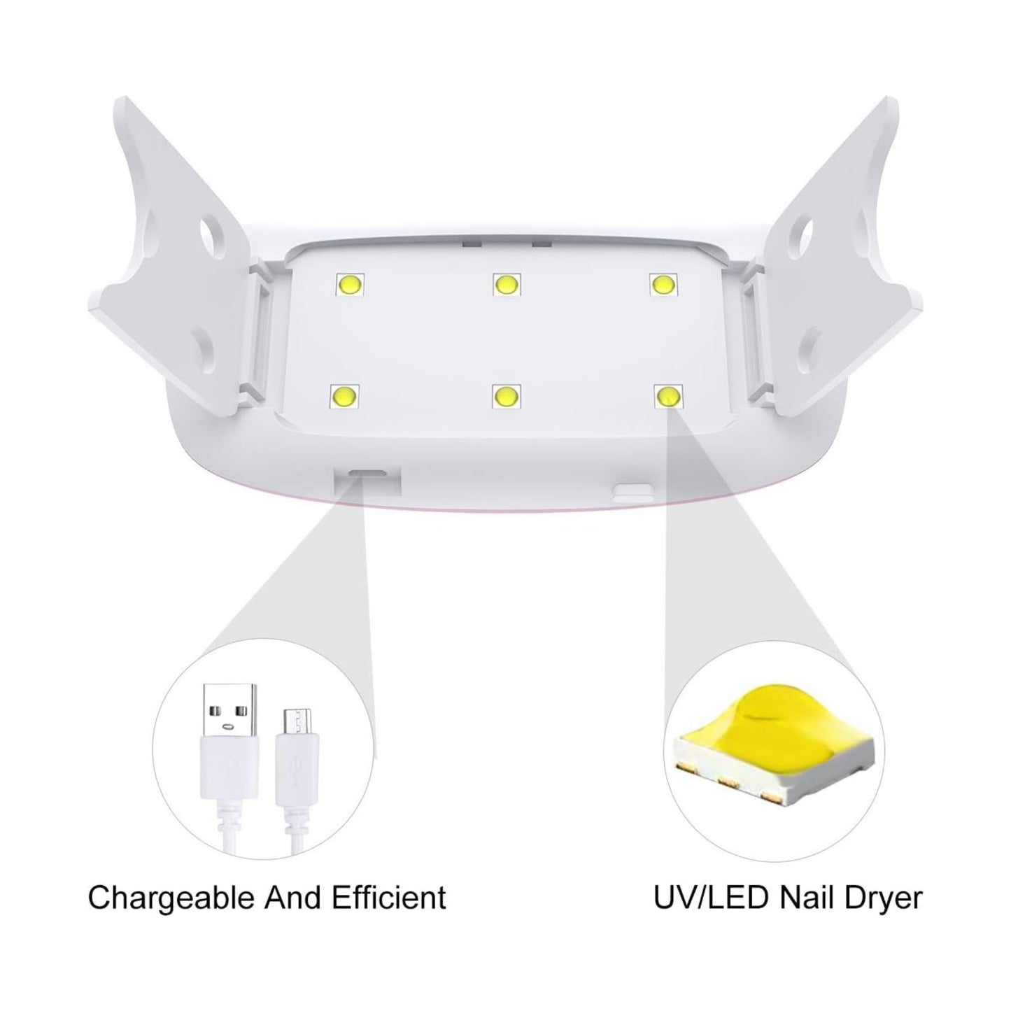 SUN Mini 6W UV LED Nail Lamp Nail Dryer UV Lamp Nail Lamp Nail Art Tools Foldable 45s 60s Timer Setting for Nails Art Manicure (Pink)