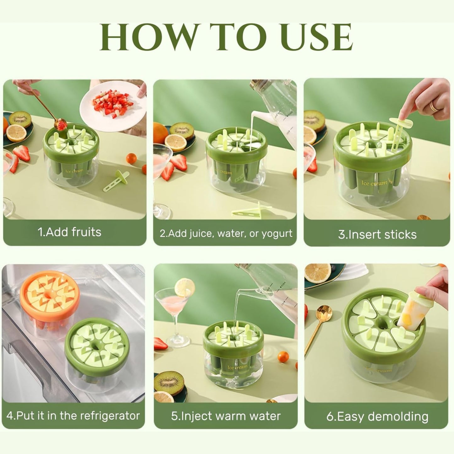 Ice Lolly Molds, 6 Pieces Ice Molds Reusable Pop Molds Set with Lid Sticks and Ice Bucket, DIY Ice Pop Mold, Easy Release BPA Free Ice Cream Mold, Summer 2026