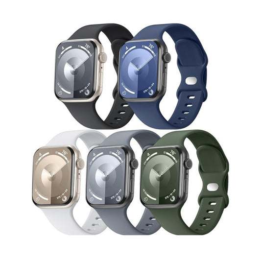 Maledan 5 Pack Soft Silicone Strap - Compatible with Apple Watch Band Series 11 10 9 8 7 6 5 4 3 SE Ultra 3 2 1 Men Women, Breathable Sport Strap for Apple Watch iWatch 49mm 46mm 45mm 44mm 42mm 41mm 40mm 38mm
