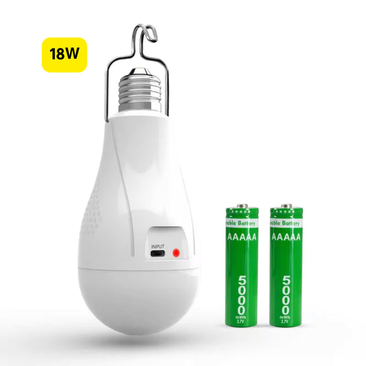 NWZ Rechargeable Emergency LED Bulb 18W With Type-c Charging Equivalent, 1200mAh 2 Battery Backup, E27 Dimmable 2000LM for Power Outages, Home, Camping, Outdoor Activities