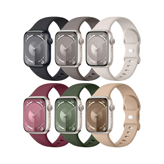 Maledan 6 Pack Bands Compatible for Apple Watch Band 38mm 40mm 41mm 42mm 44mm 45mm 46mm 49mm Women Men, Soft Silicone Sport Band Strap for iWatch Apple Watch Series 11 10 9 8 7 6 5 4 3 2 1 SE Ultra