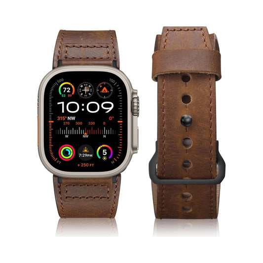 Maledan Compatible with Apple Watch Ultra & Ultra Band 49mm 45mm 46mm 44mm 42mm Men Women, Top Grain Soft Genuine Leather Strap Band for Apple Watch SE iWatch Series 10 9 8 7 6 5 4 3 2 1