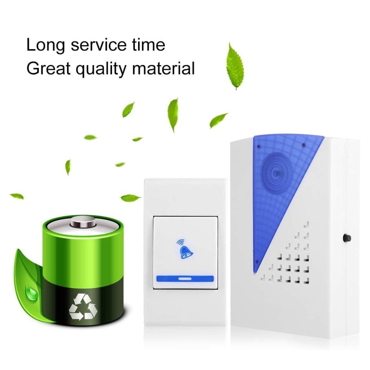 NWZ NZ-185 Mini Doorbell Door Chime Kit with 18 Ringtones Receiver Transmitter Wireless Doorbell with up to 30M Wireless Range Battery Operated for School Home Office Hotel