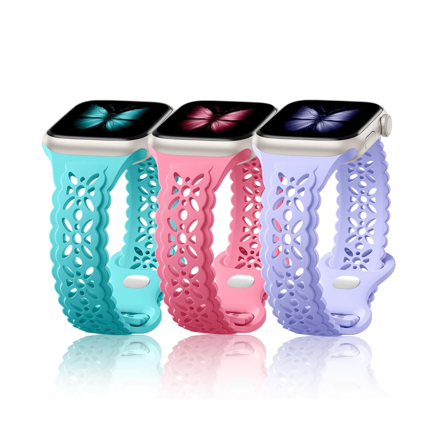 Maledan Bands 3 Pack Compatible with Apple Watch Series 10 9 8 7 6 5 4 3 SE Band for Women, Elegant Silicone Replacement Sport Band for Apple Watch iWatch 42mm 46mm 40mm 41mm 38mm 44mm 45mm Accessories