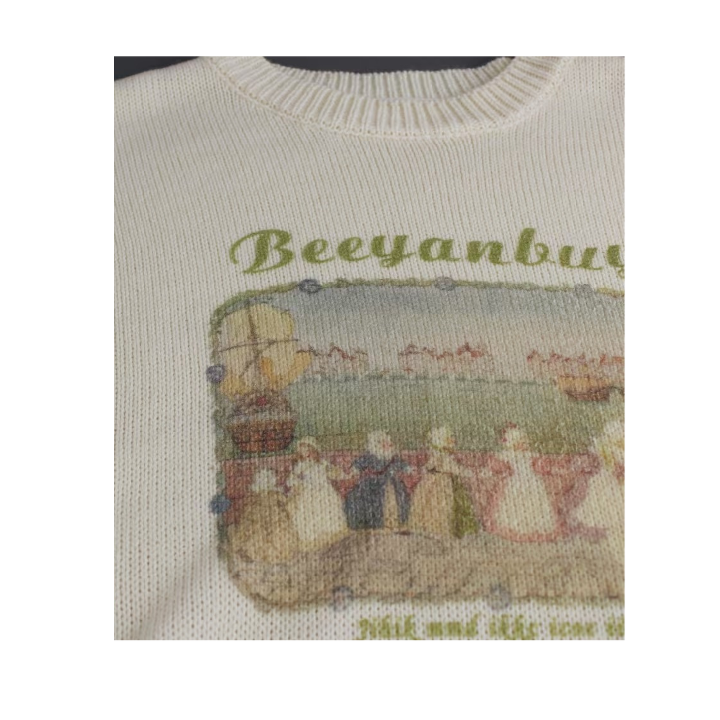 Women's Cute Cartoon Print Sweater - Soft Round Neck Long Sleeve Ribbed Trim Top, Medium Stretch Spring/Fall Casual Wear, Hand Wash/Dry Clean, Cute Sweaters, Spring Fall Apparel, Playful Design, Comfortable Fit