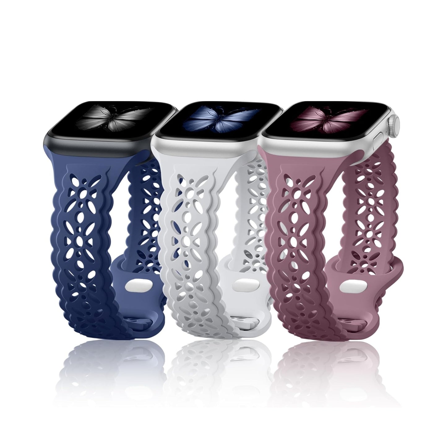 Maledan Bands 3 Pack Compatible with Apple Watch Series 10 9 8 7 6 5 4 3 SE Band for Women, Elegant Silicone Replacement Sport Band for Apple Watch iWatch 42mm 46mm 40mm 41mm 38mm 44mm 45mm Accessories (Copy)