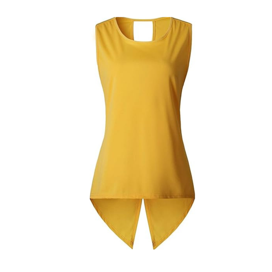 Women's Blouse Summer with Slit Collar Shirts Round Tops Sleeveless Tank Top Solid Color Tops Shirts
