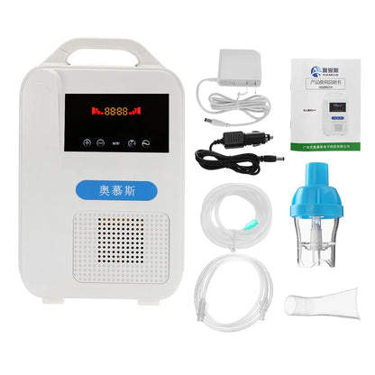 Oxygen Concentrator, 1L/min Household Oxygen Generator Machine, Portable Small Oxygen Generator for Home use Including atomizing Anion Purification Function Dual‑use for Home and car