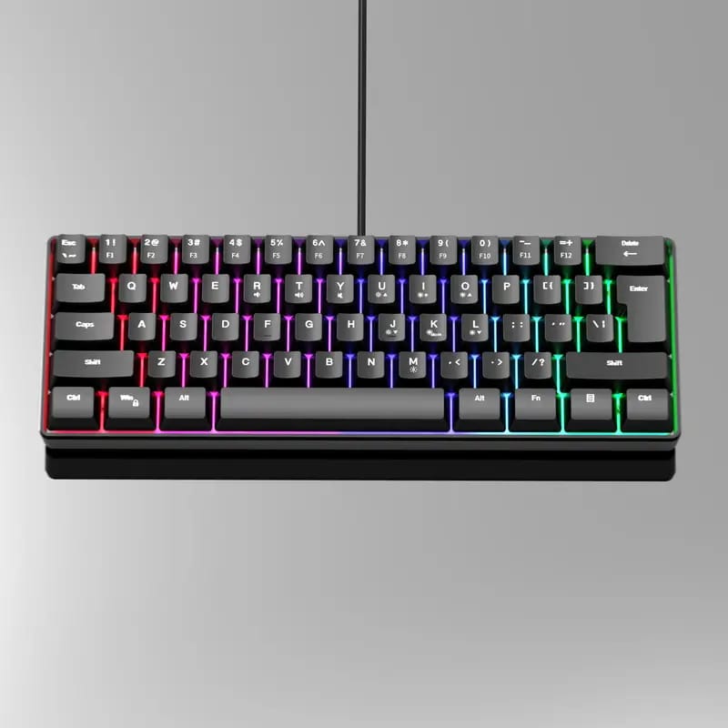 Black RGB Colorful Luminous Gaming Keyboard Mini 60% Scale 61 Keys Translucent USB Keyboard Suitable For Desktop Computer Laptop All-in-one Multiple Systems Multiple Games