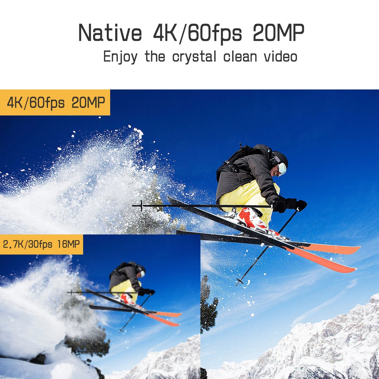 Campark X30 Action Camera Native 4K 60fps 20MP WiFi with EIS Touch Screen Waterproof Camera 40M, 2x1350mAh Batteries and Professional Accessories Compatible with gopro