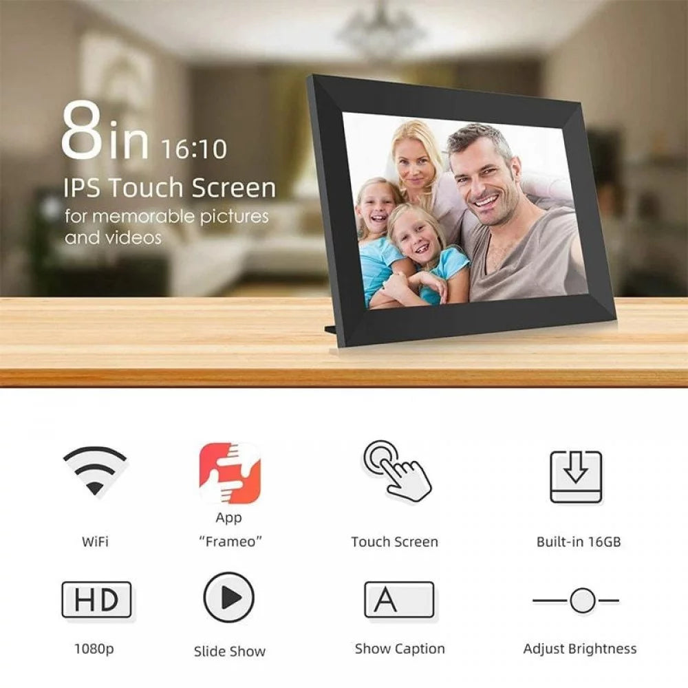 Jeemak F15 Digital Picture Frame 8.0 inch WiFi Photo Frame Gift Choice for Family/Friends Smart Frame Wireless Sync 16gb Storage