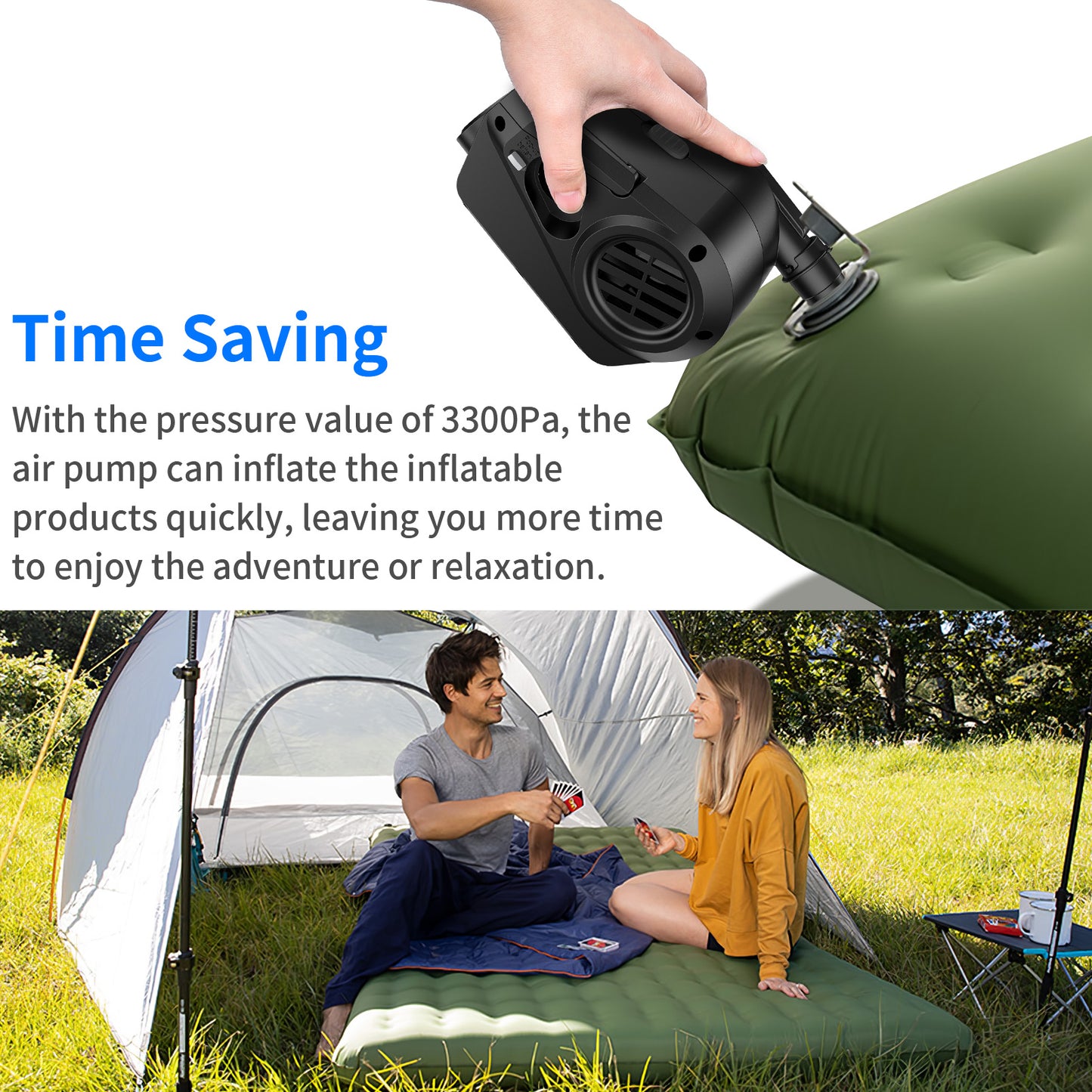 RUNACC 4000mAh Rechargeable Air Pump With Power Bank Electric Air Pump Portable Air Pump with 3 Nozzles