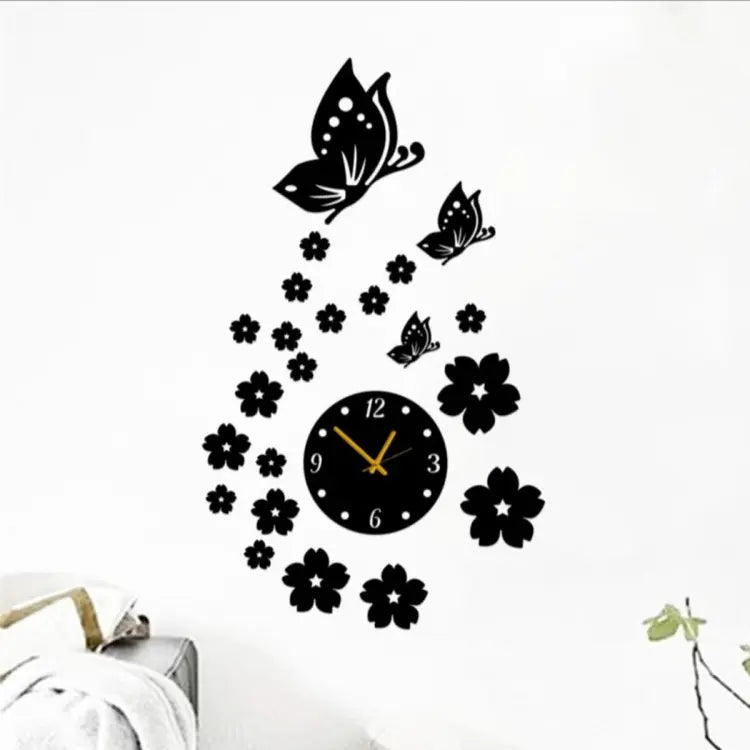 3d Wooden Wall Clock wall décor Flying Birds with Flowers clock Wooden Wall Clock for Home and Offices